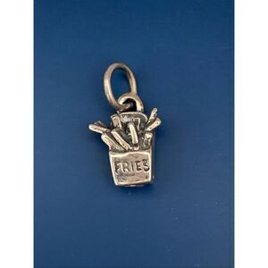 .925 French Fries Food Sterling Silver Jewelry Charm #snack #potato